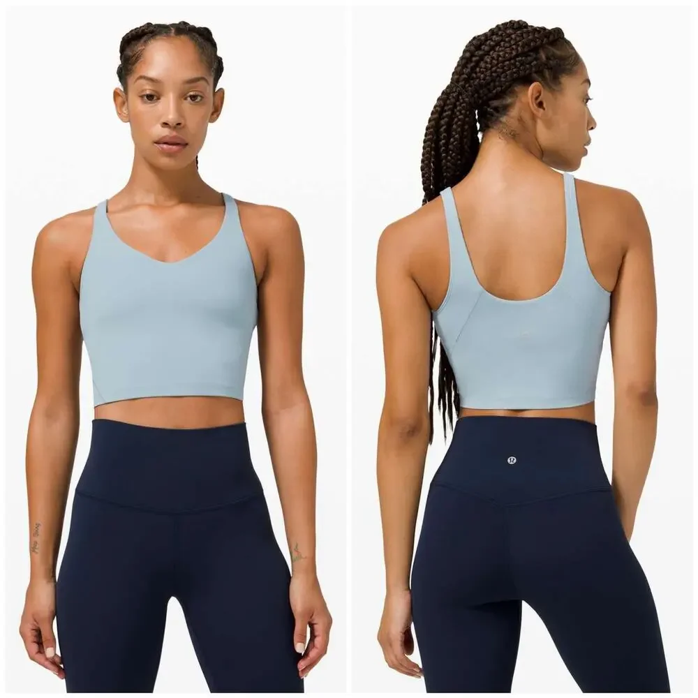 Lululemon Align Tank Chambray Light Blue Size 14 Nulu Scoop Neck Bra Crop Top